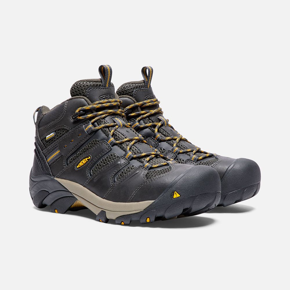 Botte de Travail Keen Homme Noir Marron | Lansing Mid Waterproof (Steel Toe) | PLEAQ-5891